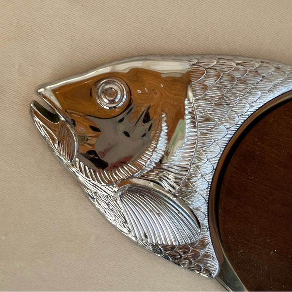 VTG. MCM Salmon Fish Wood 2-Piece Metal Serving Platter Tray 28 inch Germany WMF - Picture 7 of 16